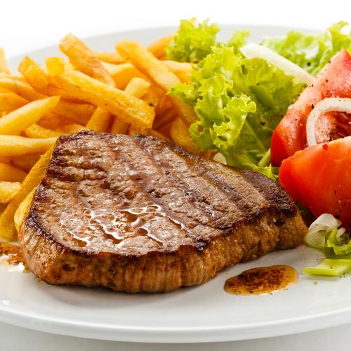 Beef Steak (Served with chips & Salad)